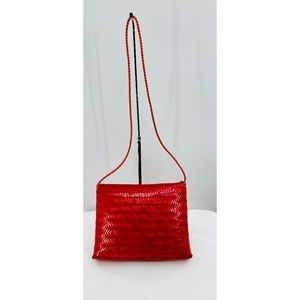 Vanessa  Red Vintage Woven Vacation Square Purse